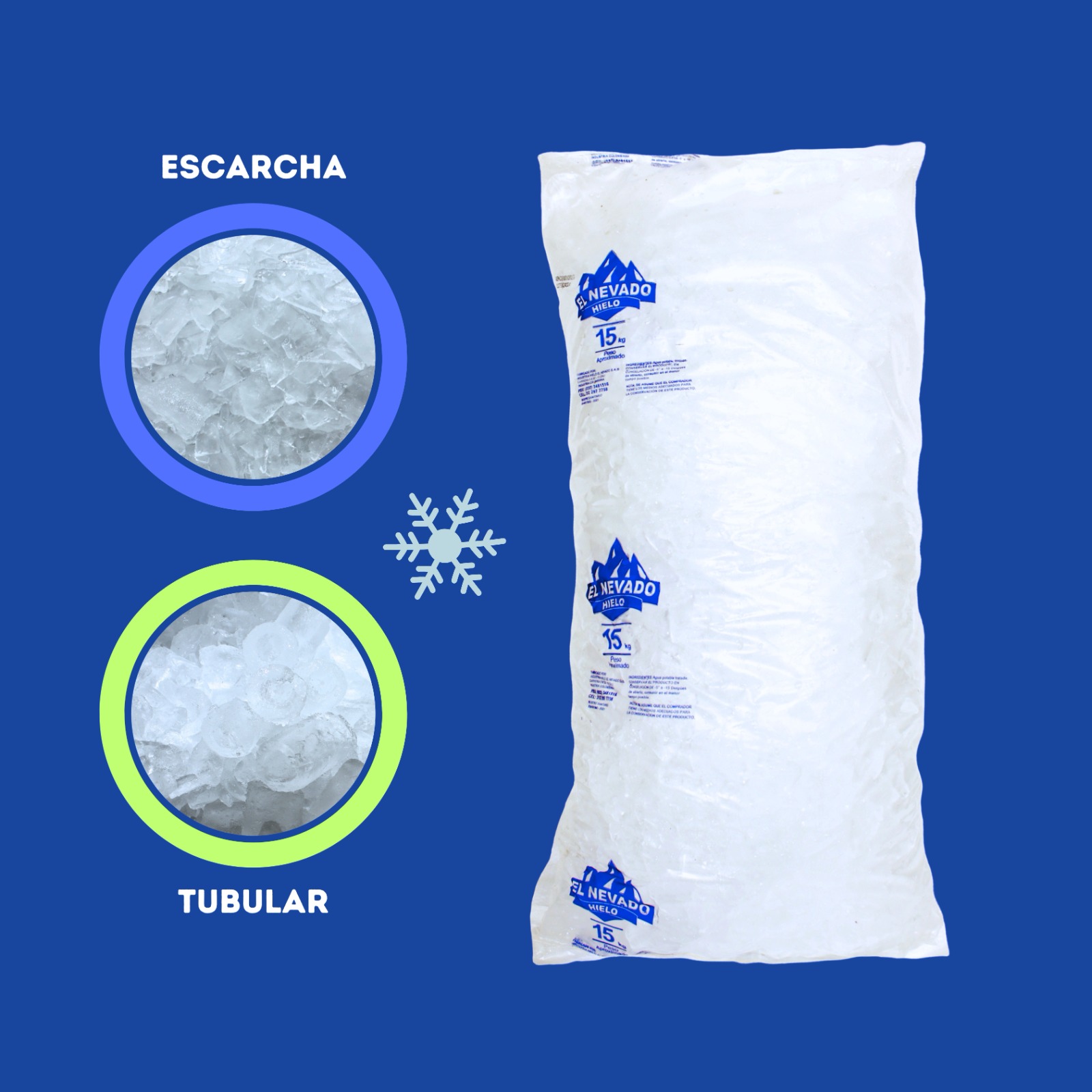 Hielo de 25 kg tubular